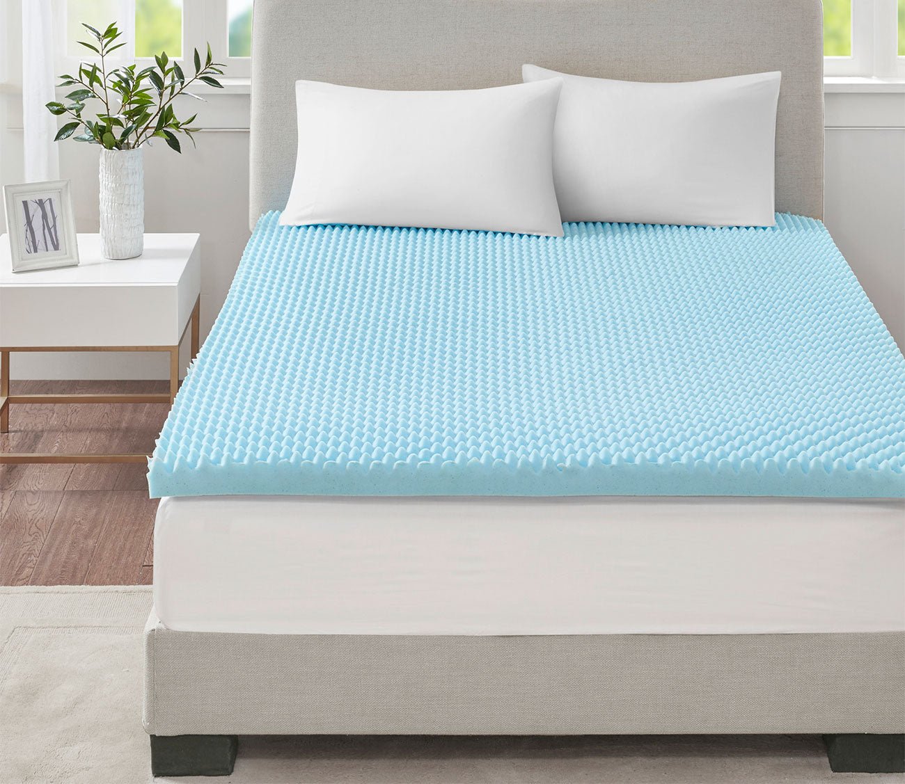 Mattress Topper Full size, 2 inch Cooling Gel Memory Foam Bed Topper for Pressure Relief, Blue