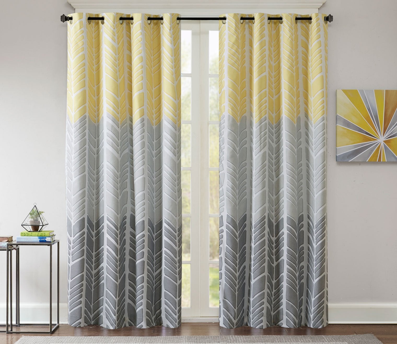 Adel Chevron Printed Blackout Grommet Top Curtain Panel City