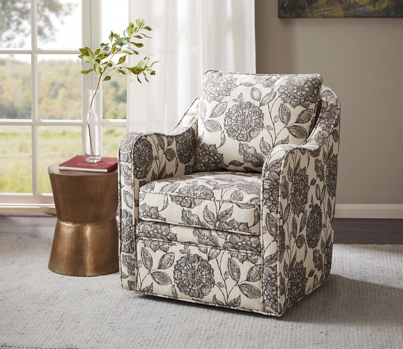 Patterned swivel accent chair hot sale