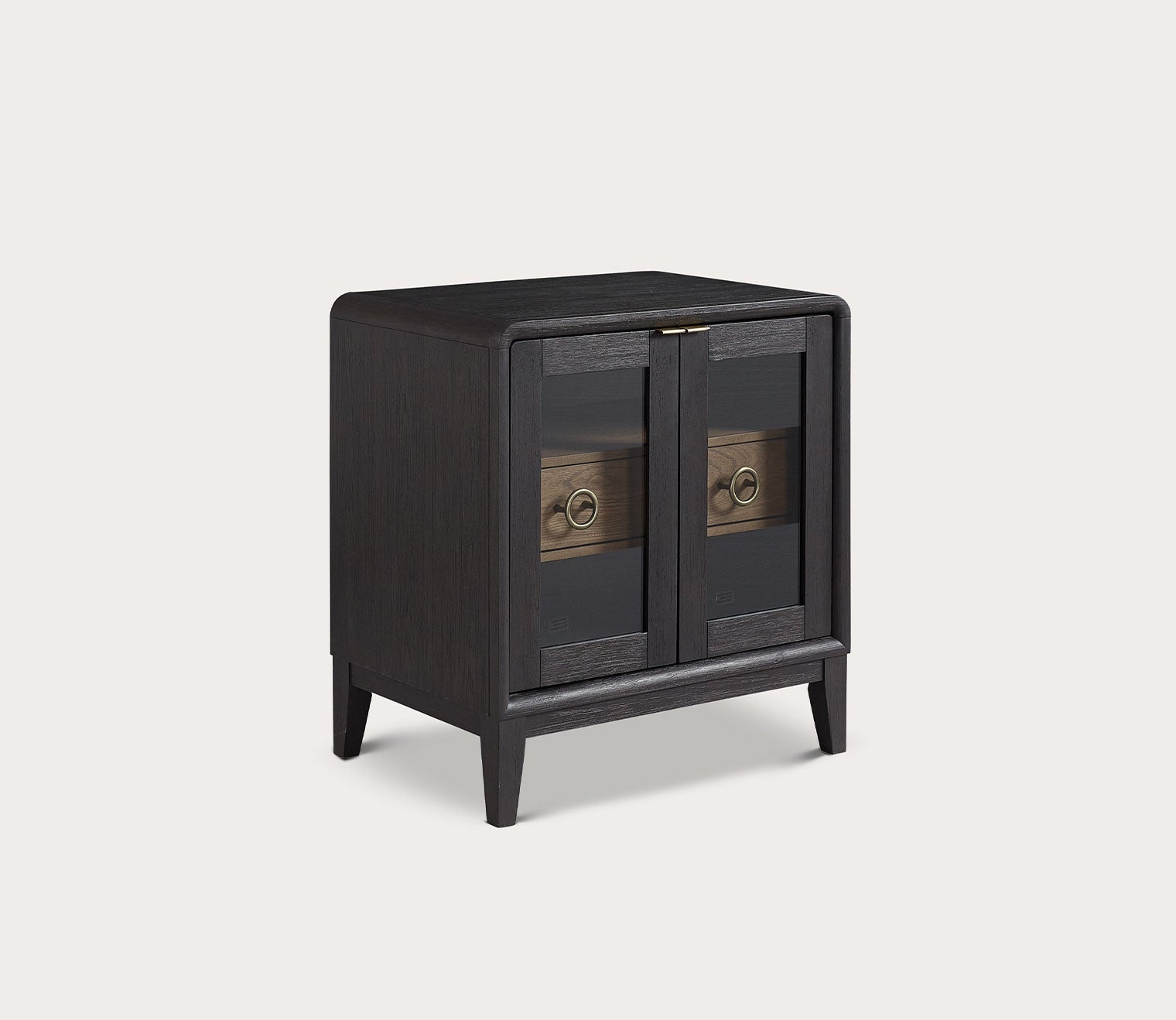 Elure Glass Door Nightstand by Bernard Furniture Group