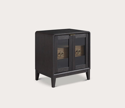 Elure Glass Door Nightstand by Bernard Furniture Group