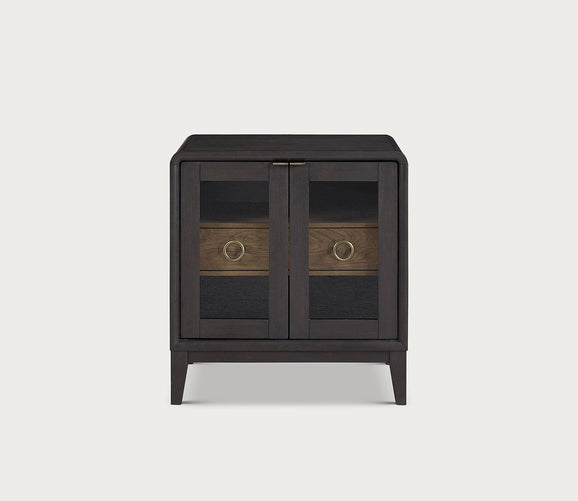 Elure Glass Door Nightstand by Bernard Furniture Group