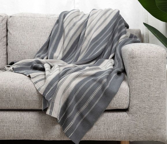 Striped Bamboo Knit Throw Blanket by Cariloha