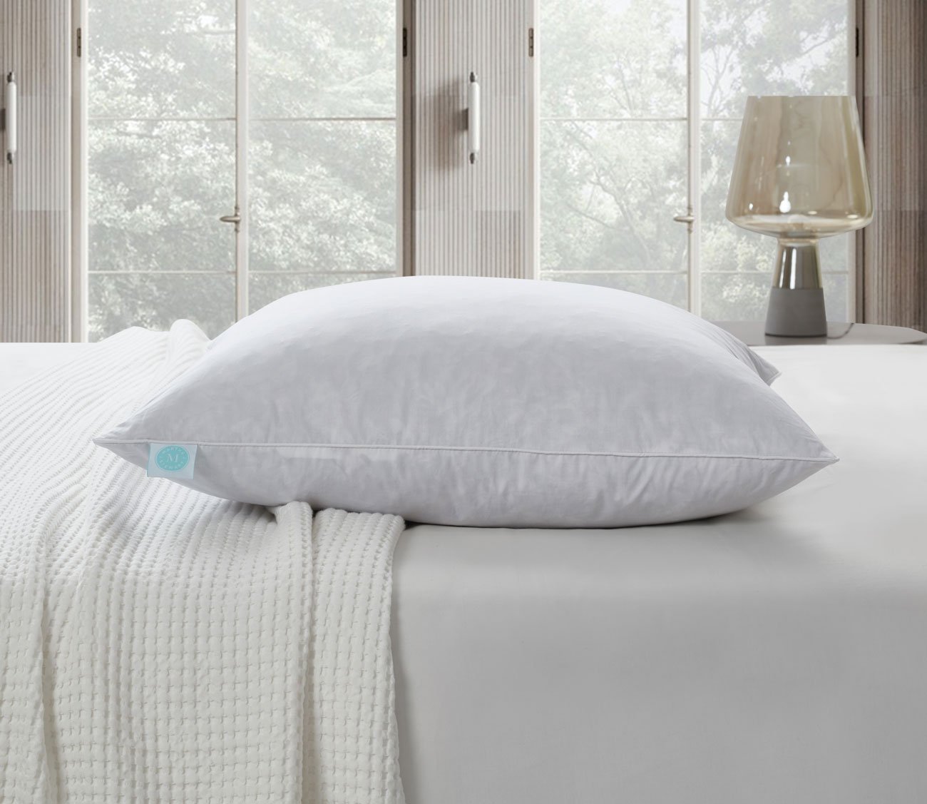 233TC Cotton Medium Firm Decorative Square Feather Pillow 2 Pack