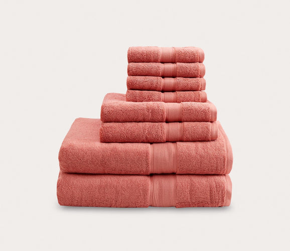 Premium Cotton 800 GSM Heavyweight Plush Luxury 4 Piece Bathroom Towel Set,  Tea Rose Pink - Blue Nile Mills