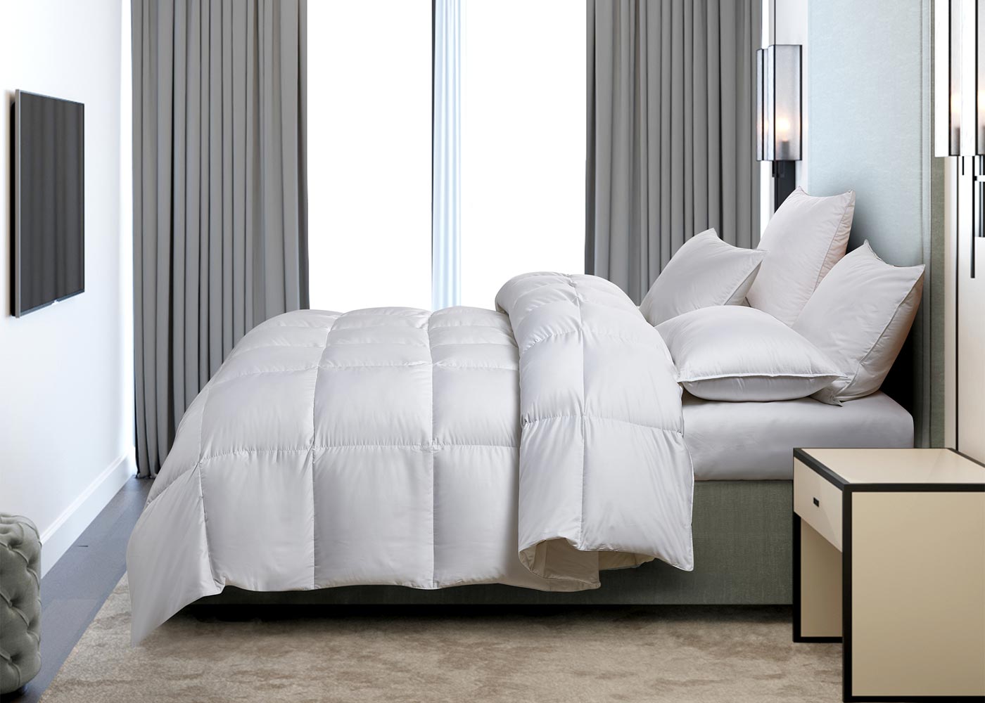 All Season White Down Fiber Comforter Medium Warmth by Serta