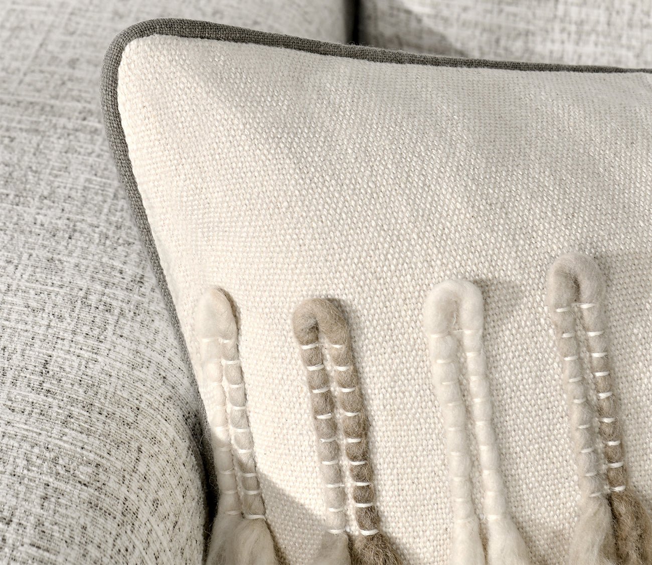 Ambrose Ivory Taupe Throw Pillow by Villa by Classic Home