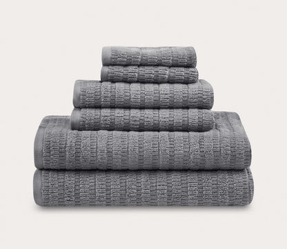 Aure 6pc Textured Bath Towel Set – City Mattress