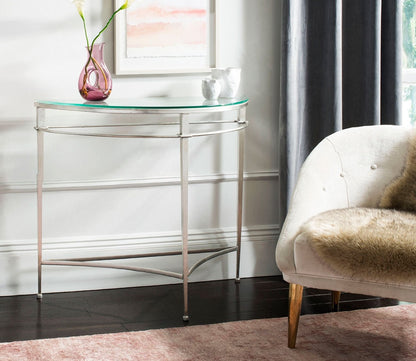 Baur Glass Top Metal Console Table by Safavieh