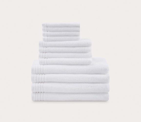 White Big Bundle 100% Cotton Quick Dry 12 Piece Bath Towel Set by 510