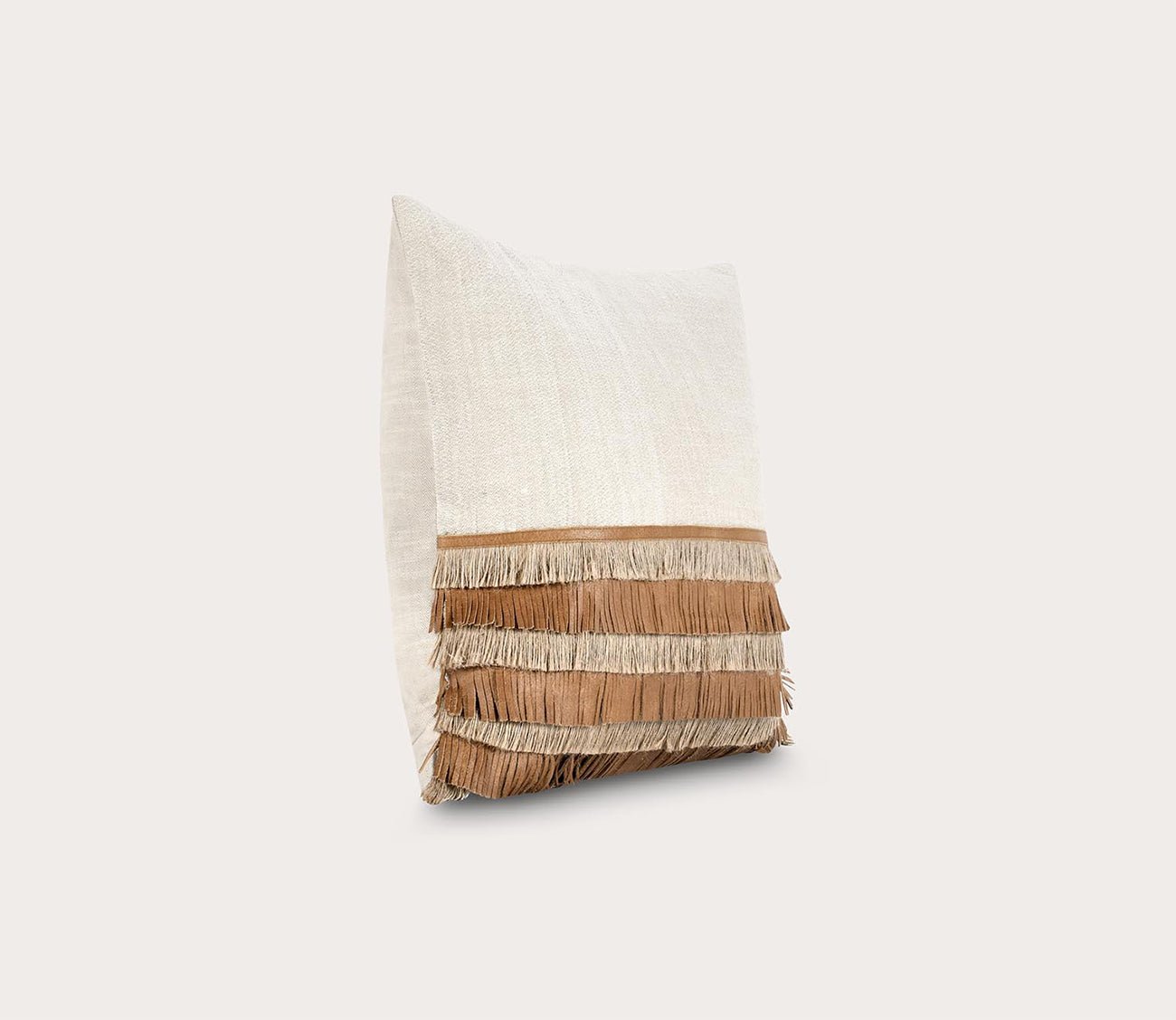 Casa Leather Chestnut Natural Throw Pillow by Villa by Classic Home