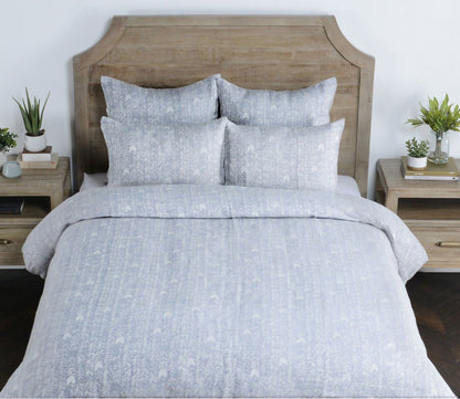 French Herringbone Storm Duvet Cover by Villa by Classic Home