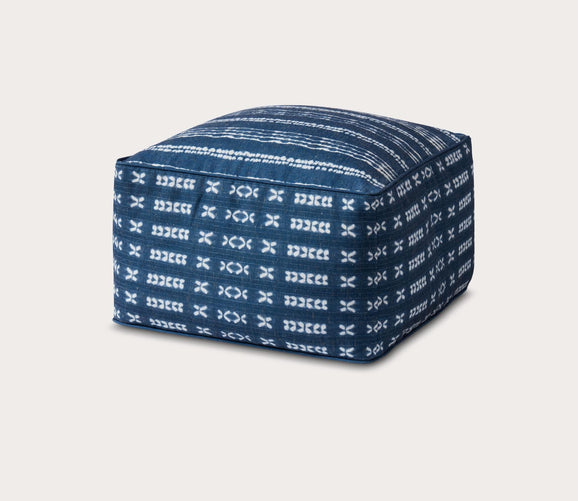 Indigo Pattern Square Pouf by Loloi