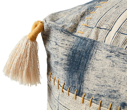 Indigo Tassel Square Pouf by Loloi