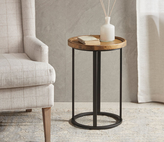 Irisa Round Wood Accent Table by Martha Stewart