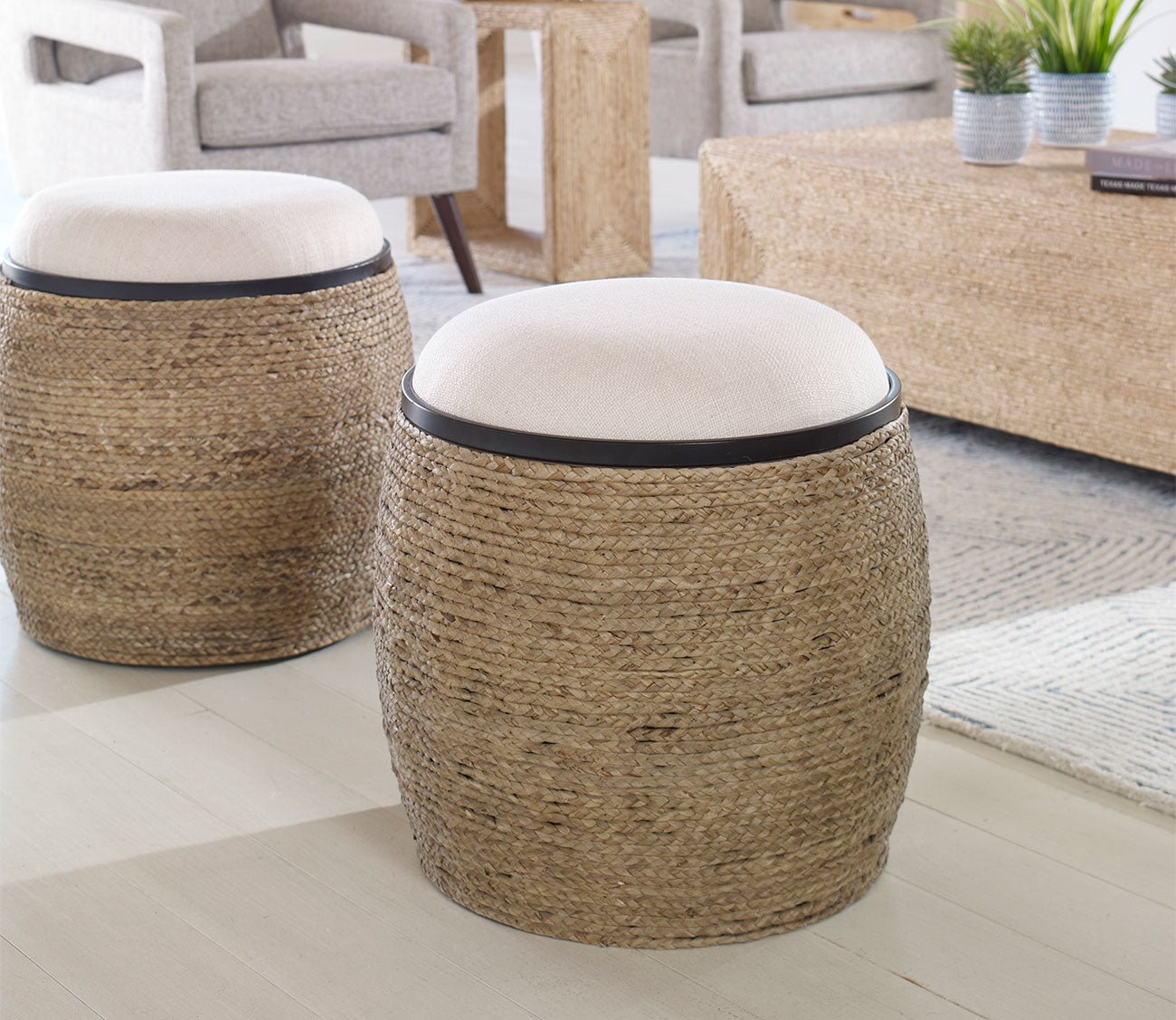 Island Straw Accent Stool by Uttermost