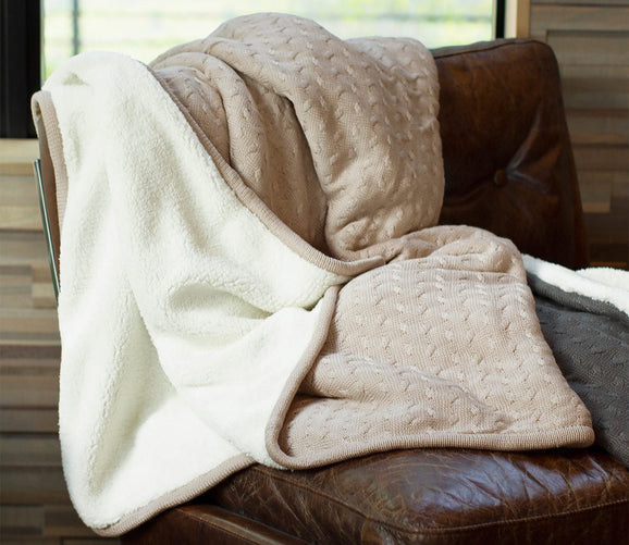 Knit Sherpa Throw Blanket by Cariloha