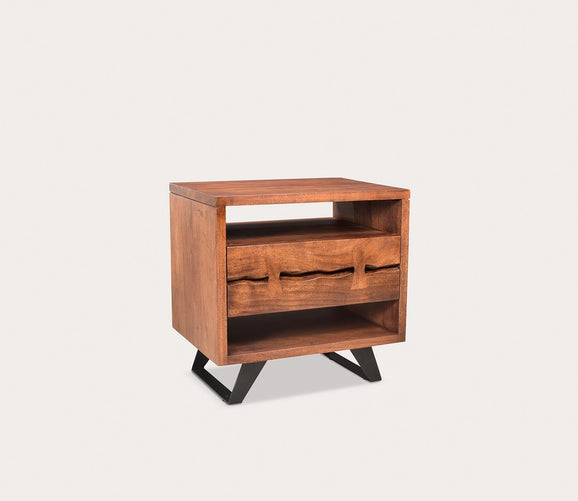 Madagascar Solid Acacia Wood 1-Drawer Nightstand by Moe's Furniture