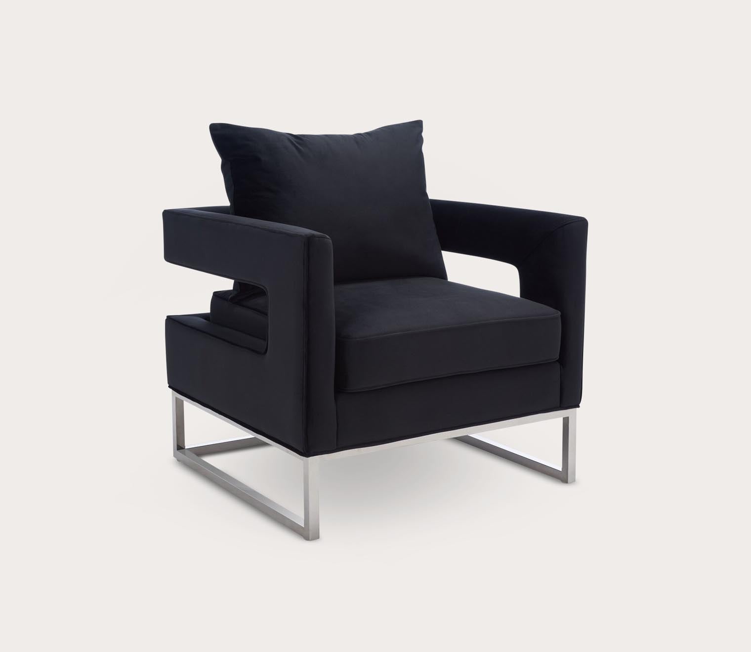 Olivya Black Velvet Upholstered Club Chair by Safavieh