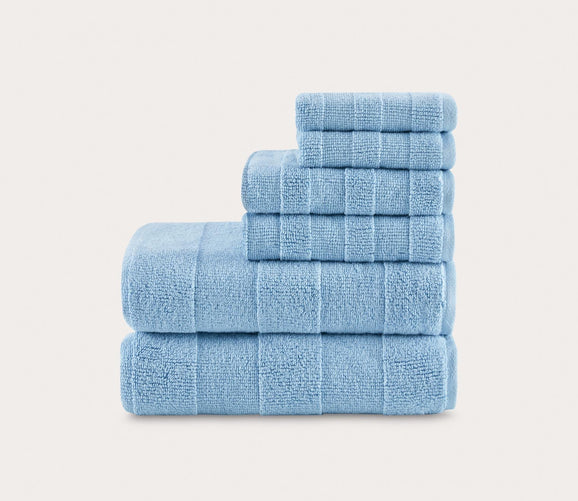 Madison Park Signature - Turkish Cotton 6 Piece Bath Towel Set - Light Blue