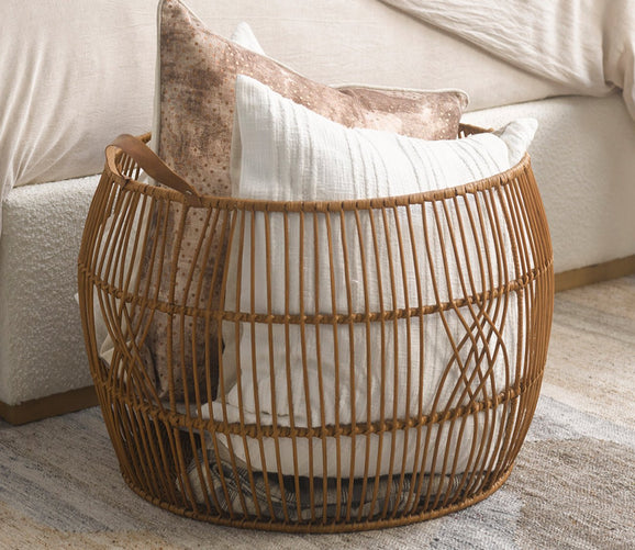 Rattan Iron Basket by Classic Home