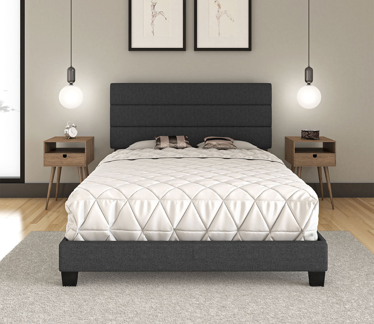 Reading Linen Fabric Upholstered Platform Bed City Mattress