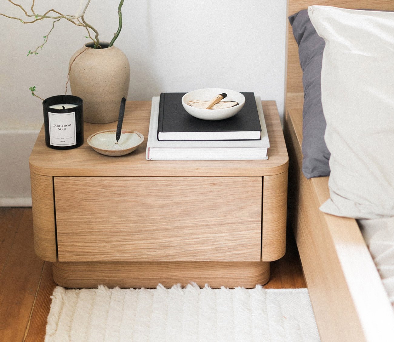 Round Off Wood 1-Drawer Nightstand by Moe's Furniture