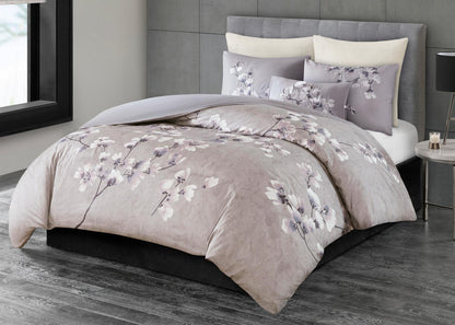 Sakura Blossom Printed Cotton Sateen 3-Piece Comforter Set by N Natori