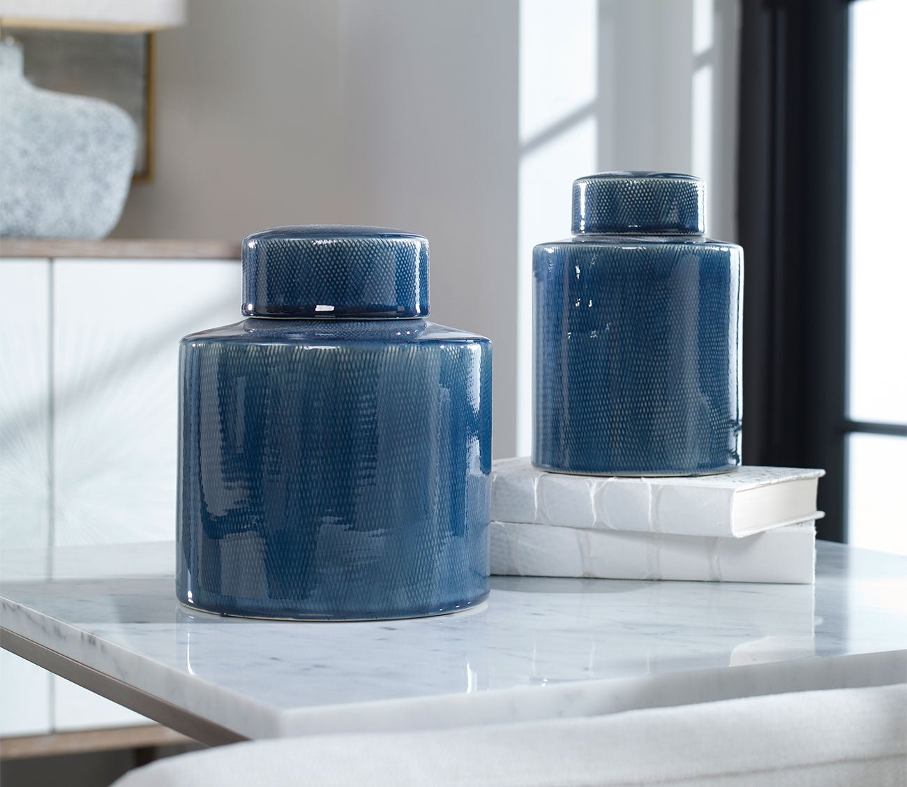 Saniya Blue Containers Set of 2 by Uttermost