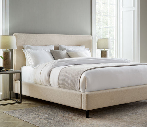 Sebring Snow Leather Upholstered Panel Bed by Palliser