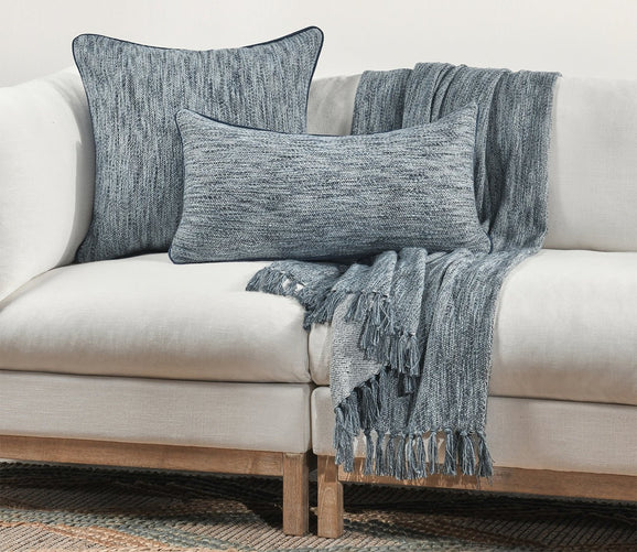 Sharma Denim Blue Throw Pillow by Villa by Classic Home