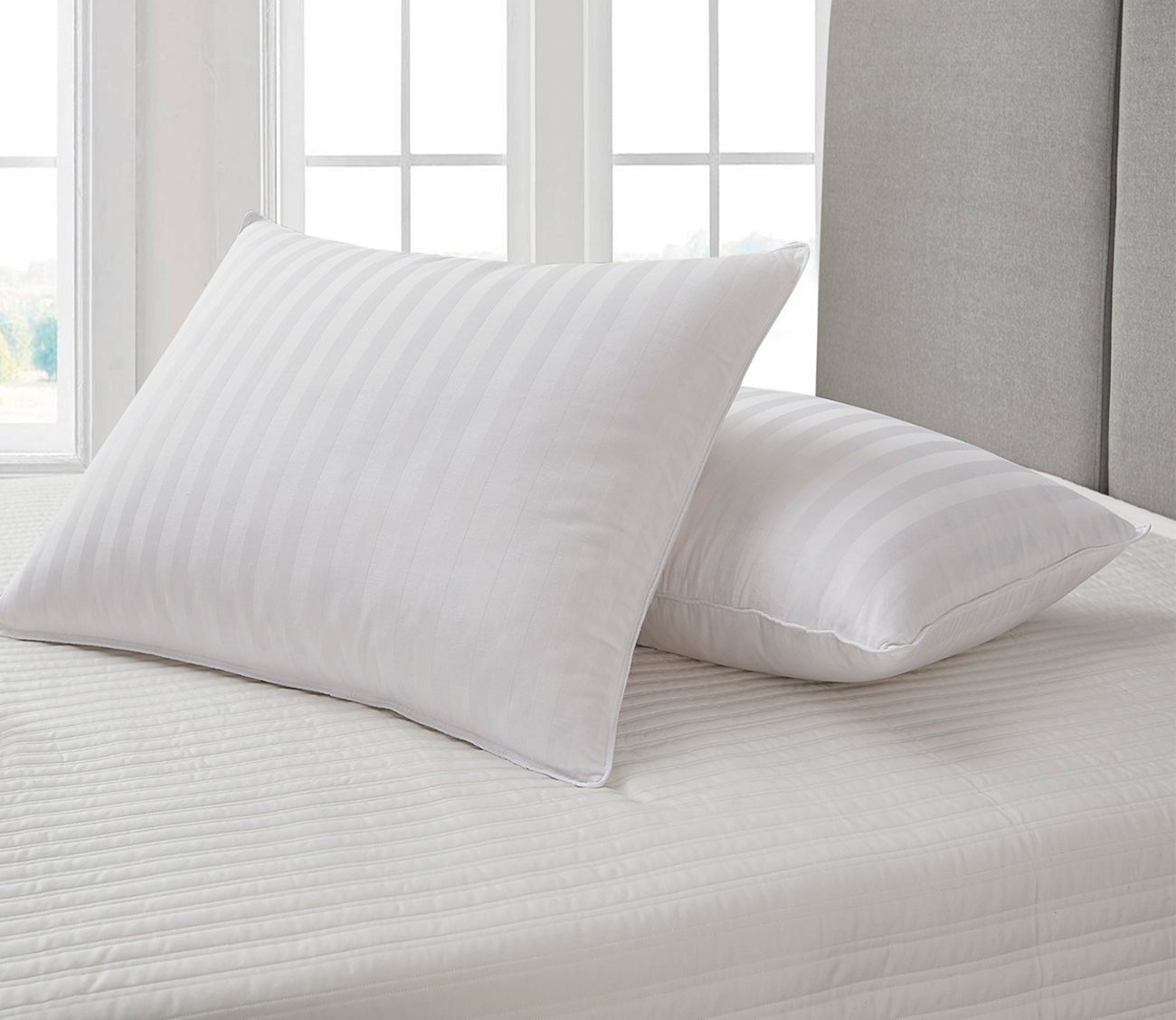 Supreme Damask Stripe Soft White Down Pillow