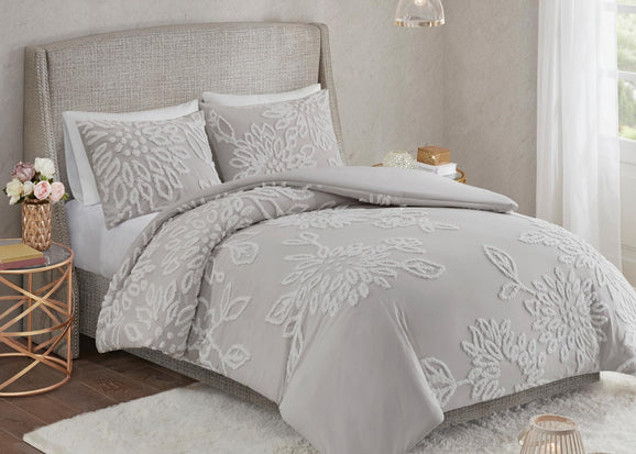 Veronica Floral Tufted Cotton Chenille 3-Piece Duvet Cover Set by Madison Park