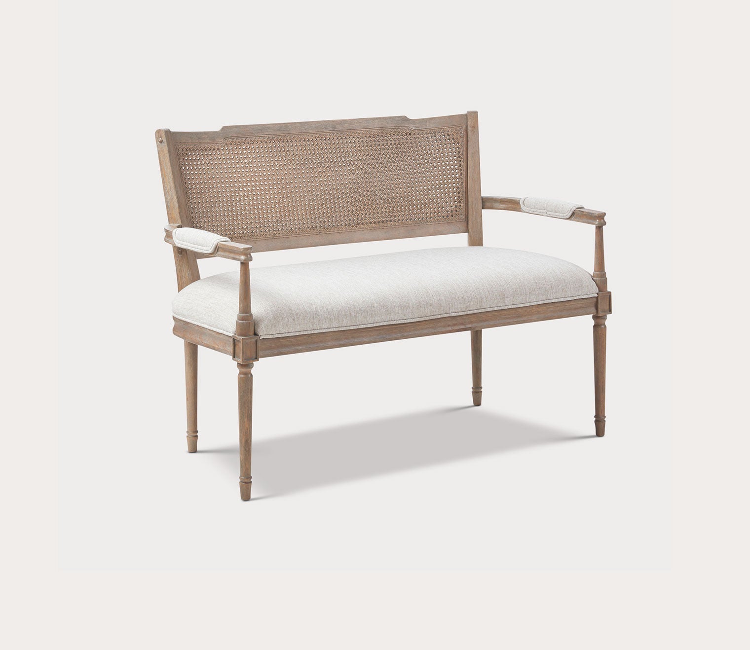 Willshire Rattan Inset Beige Upholstered Settee by Madison Park