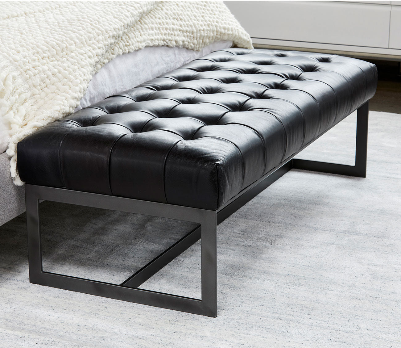 Wyatt Tufted Buffalo Leather Bench by Moe's Furniture