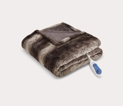 Zuri Oversized Heated Faux Fur Throw Blanket by Beautyrest